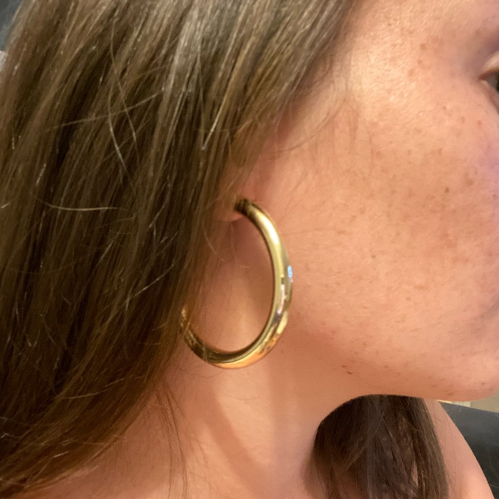 Thick Gold Hoops - image 1